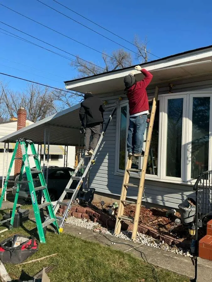 Restoration crew performing exterior repair in Dundalk
